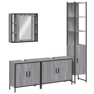 Set de armario de baño 4 pzas madera contrachapada gris sonoma H