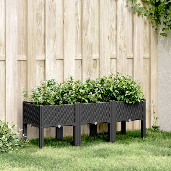 Jardinera con patas PP negro 120x40x42 cm D