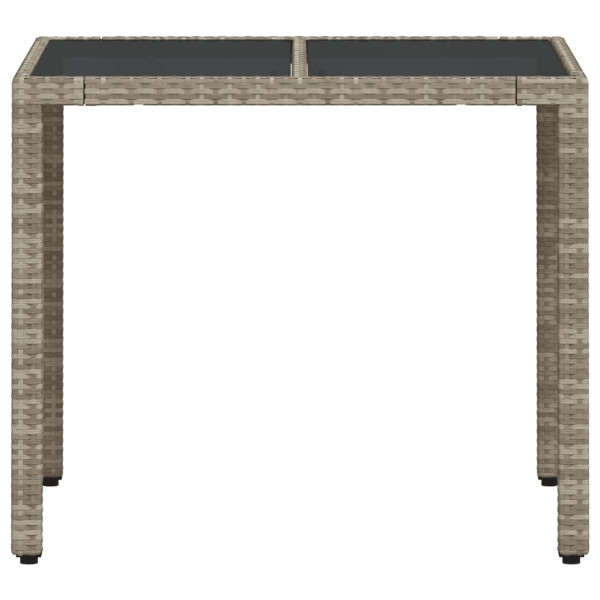 Mesa de jardim c/ tampo de vidro 90x90x75cm vime PE cinza-claro M 5