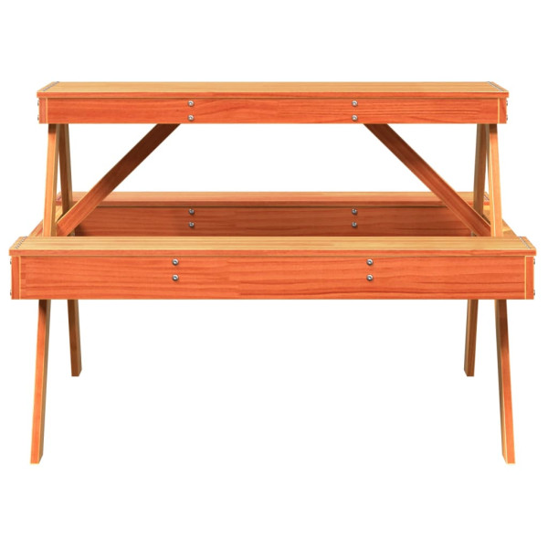 Mesa de pícnic madera maciza de pino marrón cera 105x134x75 cm M 4