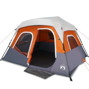 Tenda familiar LED 6 p. libertação rápida cinza-claro/laranja H