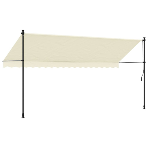 Toldo retrátil 400x150 cm tecido e aço cor creme M 5
