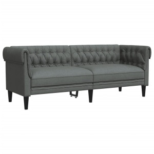 Sofá Chesterfield de 3 plazas tela gris oscuro H