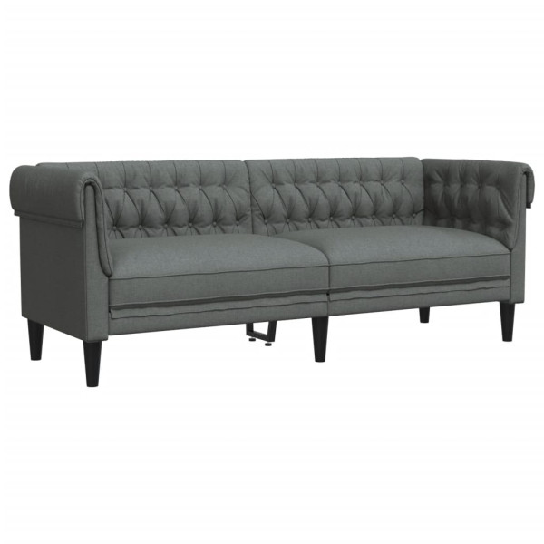 Sofá Chesterfield de 3 plazas tela gris oscuro M 2