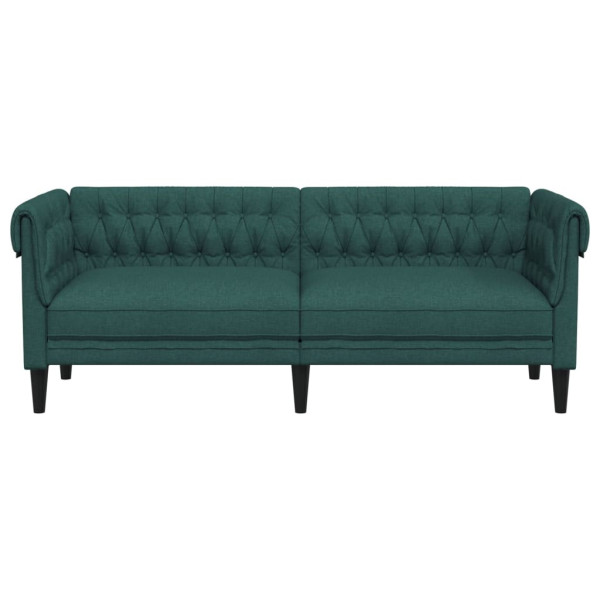 Sofá Chesterfield de 3 plazas tela verde oscuro M 4