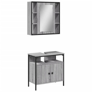 Set de muebles de baño 2 pzas madera contrachapada gris sonoma H