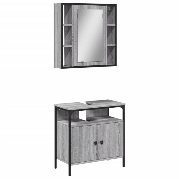 Set de muebles de baño 2 pzas madera contrachapada gris sonoma M 2