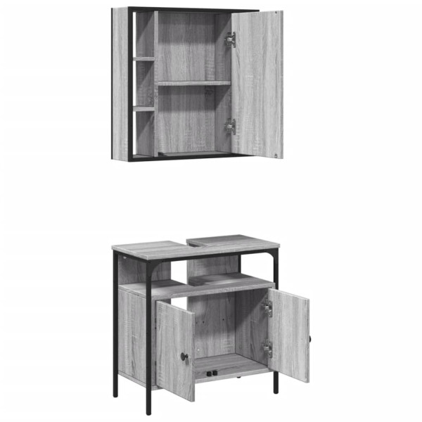 Set de muebles de baño 2 pzas madera contrachapada gris sonoma M 5