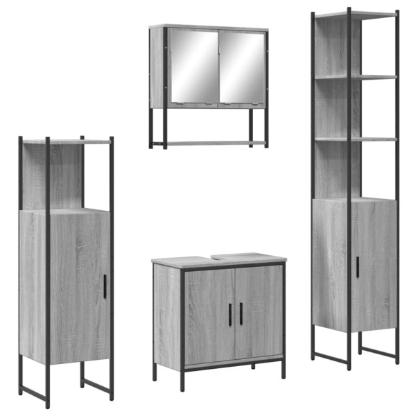 Set de muebles de baño 4 pzas madera contrachapada gris sonoma M 2