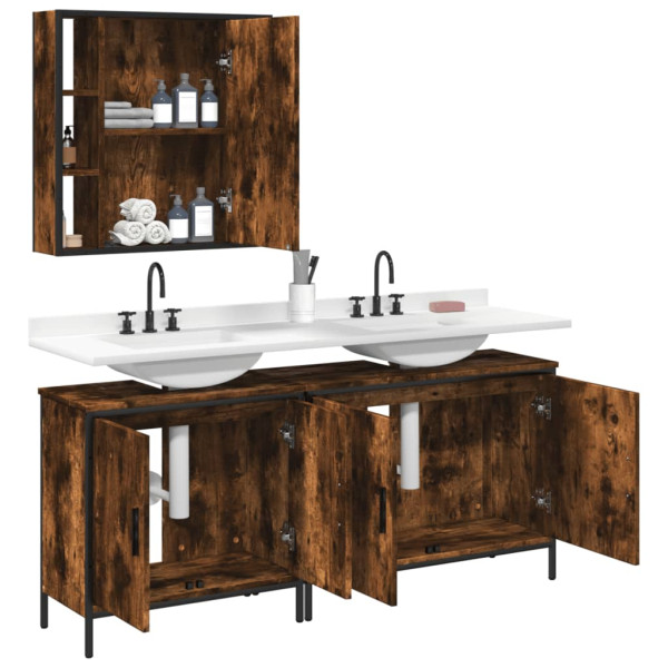 Set de muebles baño 3 pzas madera contrachapada roble ahumado M 4