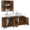 Set de muebles baño 3 pzas madera contrachapada roble ahumado 4