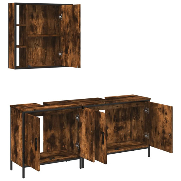 Set de muebles baño 3 pzas madera contrachapada roble ahumado M 5