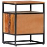 Mesita de noche de madera maciza reciclada y acero 40x30x50 cm 3