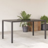 Mesa de jardim com tampo de vidro 150x90x75 cm vime PE preto 1