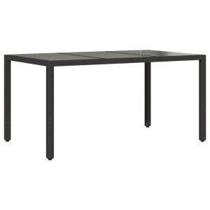 Mesa de jardim com tampo de vidro 150x90x75 cm vime PE preto H