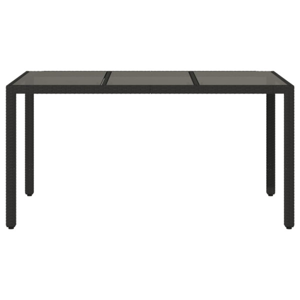 Mesa de jardín superficie de vidrio ratán PE negro 150x90x75 cm M 4