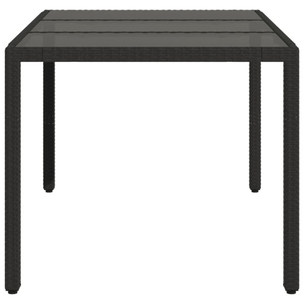 Mesa de jardín superficie de vidrio ratán PE negro 150x90x75 cm M 5