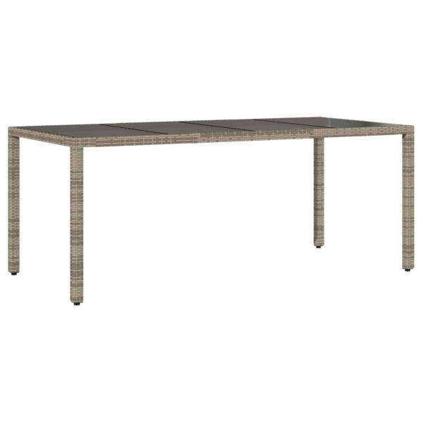 Mesa de jardín superficie de vidrio ratán PE gris 190x90x75 cm M 2