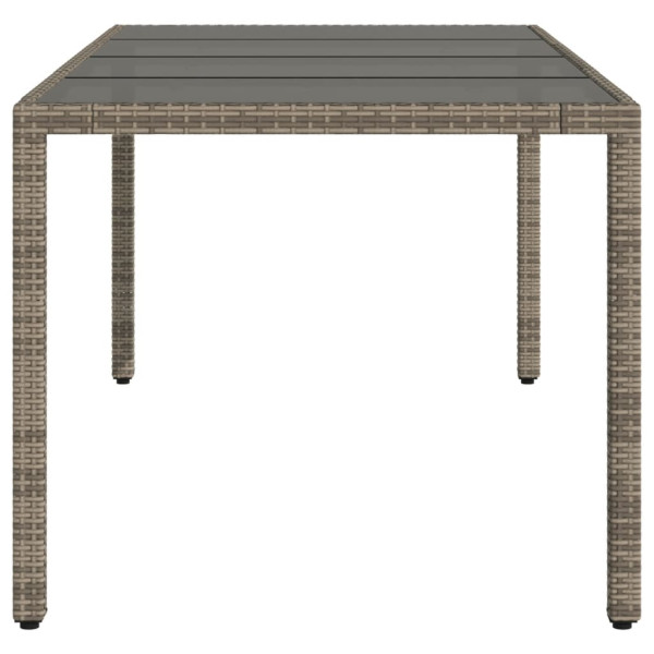 Mesa de jardim com tampo de vidro 190x90x75 cm vime PE cinza M 5