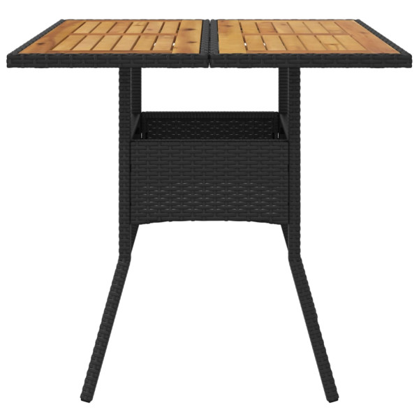 Mesa de jardín superficie de madera ratán PE negro 80x80x75 cm M 4