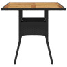Mesa de jardim com tampo em acácia 80x80x75 cm vime PE preto 5