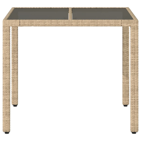Mesa de jardín superficie de vidrio ratán PE beige 90x90x75 cm M 4