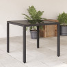 Mesa de jardín superficie de vidrio ratán PE negro 90x90x75 cm 1