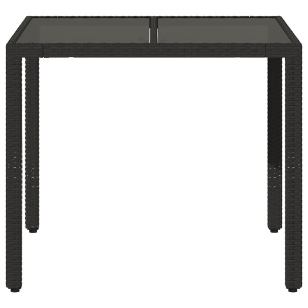 Mesa de jardín superficie de vidrio ratán PE negro 90x90x75 cm M 4