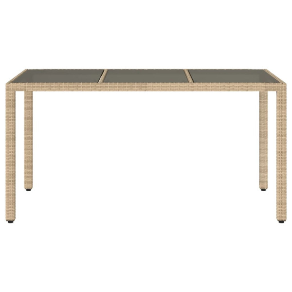 Mesa de jardim com tampo de vidro 150x90x75 cm vime PE bege M 4
