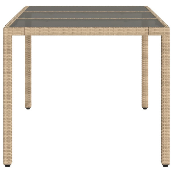 Mesa de jardín superficie de vidrio ratán PE beige 150x90x75 cm M 5