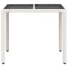 Mesa de jardim com tampo de vidro 90x90x75 cm vime PE branco 5