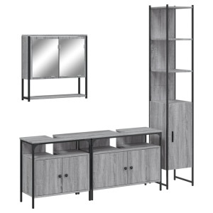 Set de muebles de baño 4 pzas madera contrachapada gris sonoma H