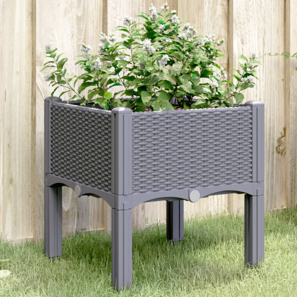 Jardinera con patas PP gris 40x40x42 cm D