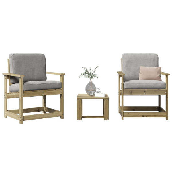 3 pcs conjunto lounge de jardim madeira de pinho impregnada D