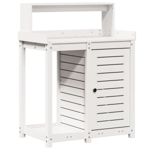 Mesa plantación con estantes madera pino blanco 82.5x50x109.5cm H