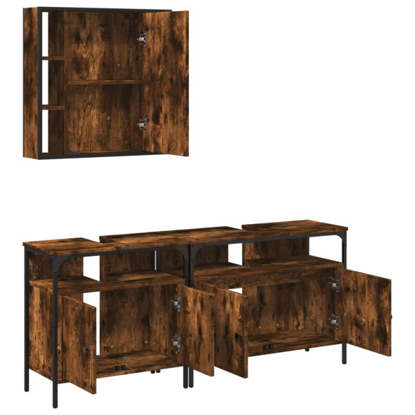 Set de muebles baño 3 pzas madera contrachapada roble ahumado M 5