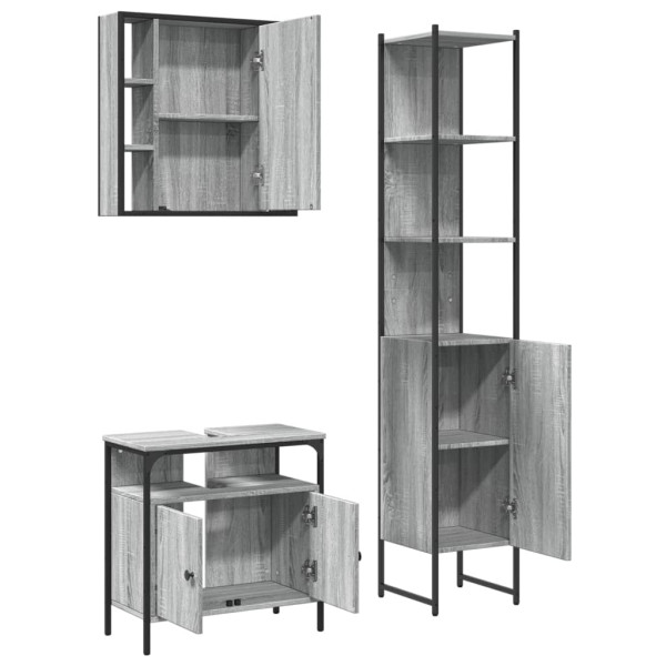 Set de muebles de baño 3 pzas madera contrachapada gris sonoma M 5