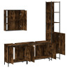 Set de muebles de baño 4 piezas madera contrachapada roble humo 5