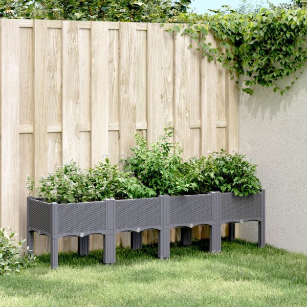 Jardinera con patas PP gris 160x40x42 cm D