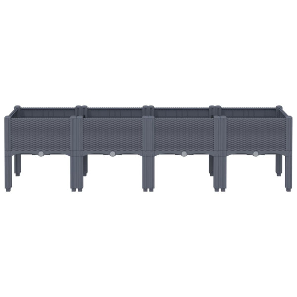 Jardinera con patas PP gris 160x40x42 cm M 3