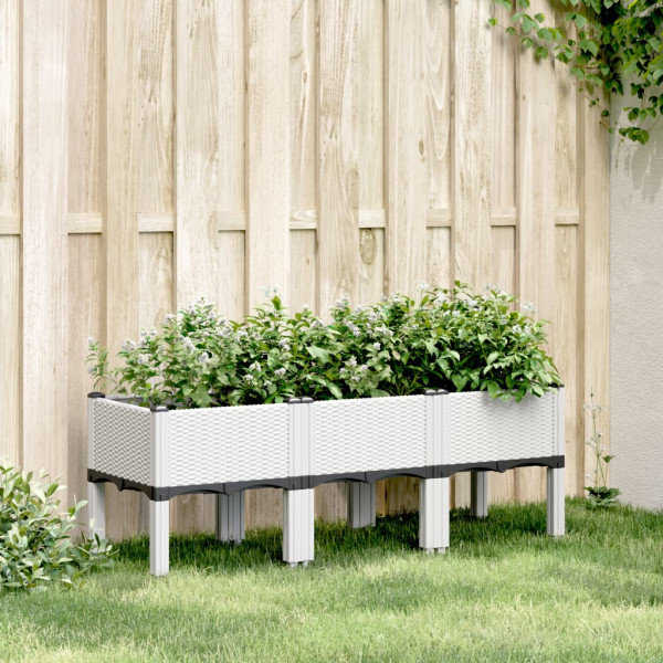 Jardinera con patas PP blanco 120x40x42 cm D