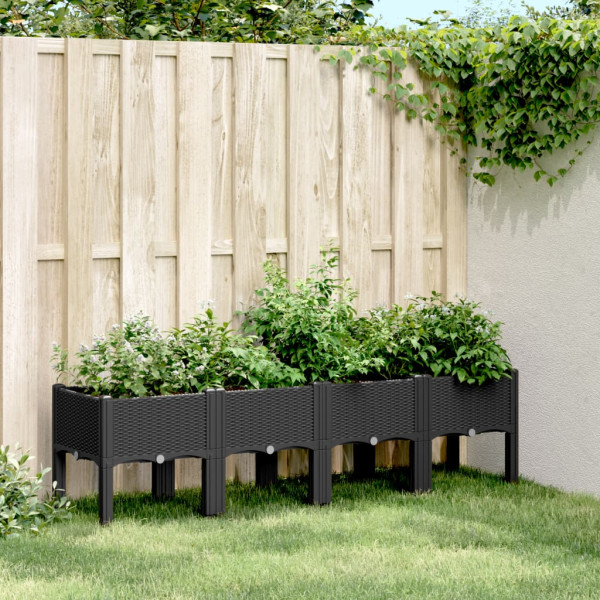 Jardinera con patas PP negro 160x40x42 cm D