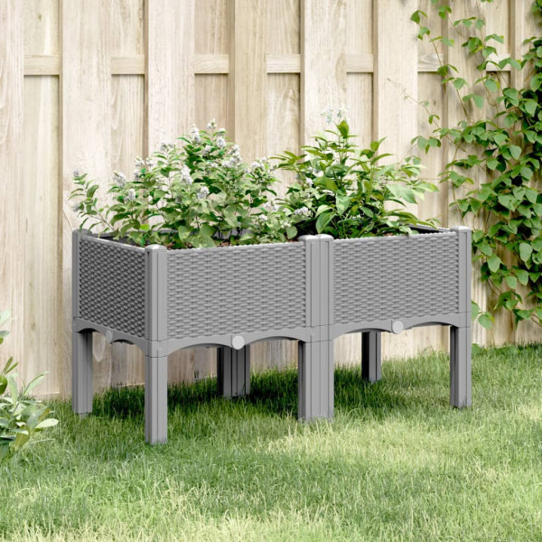 Jardinera con patas PP gris claro 80x40x42 cm D