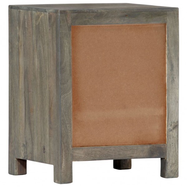 Mesita de noche madera maciza de mango gris 40x30x50 cm M 5