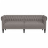 Sofá Chesterfield de 3 plazas tela gris taupe 4