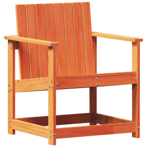 Silla de jardín madera maciza de pino marrón cera 62x55x77 cm H
