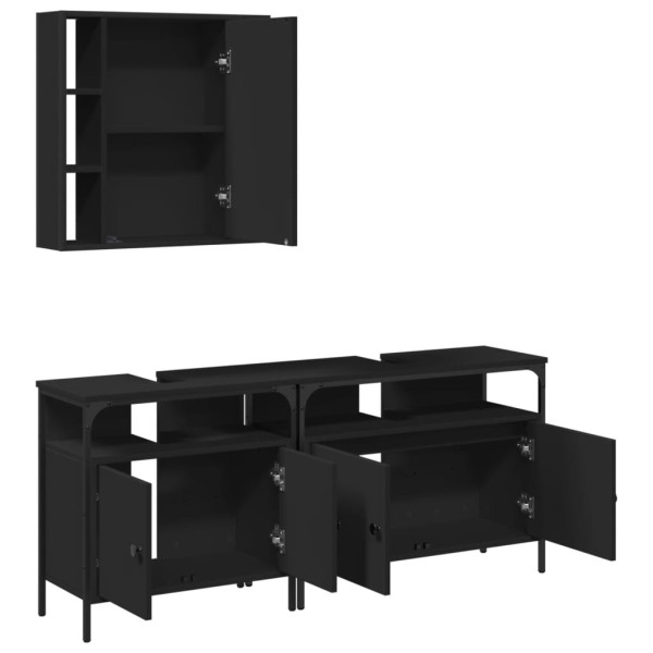 Set de muebles de baño 3 piezas madera contrachapada negro M 5