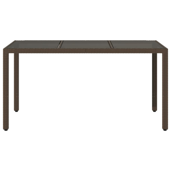 Mesa de jardim com tampo de vidro 150x90x75 cm vime PE castanho M 4