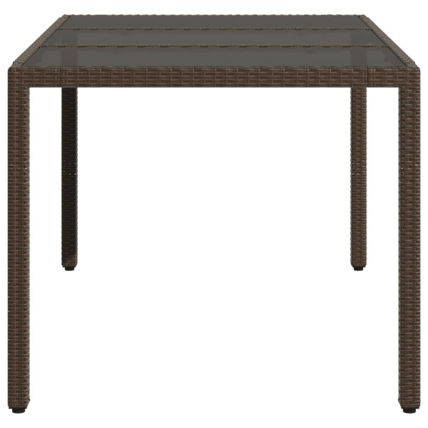 Mesa de jardim com tampo de vidro 150x90x75 cm vime PE castanho M 5