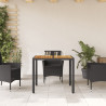 Mesa de jardín superficie madera acacia ratán negro 90x90x75 cm 3